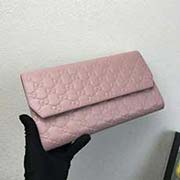 163252 古奇全皮壓G票夾手包 內(nèi)格容量大 原版進(jìn)口 牛皮 壓G粉色 25x14.8x4.5cm