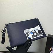  2NG005印圖機器人 PRADA手拿包 官網同步 意大利高等壓紋牛皮質感極好走線 長28高18cm 印圖機器人深藍色