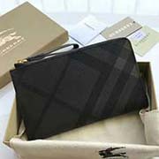  Burberry 柏寶利 原單出品 煙熏格子七字拉手包 內格搭配黑色小牛皮 銀色金屬五金配件 40522791啡格黑皮 手包21.5cmx13cmx小包20cmx9cm