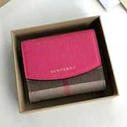  Burberr利柏寶利 原單出品 大面采用進口手掌紋牛皮配色 內(nèi)格細膩柔軟的進口小牛皮 原版格子面料 40482601梅紅 11x9x2.5cm