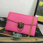 414984 古奇款豹頭五金單肩斜挎新色 意大利高等進口牛皮 精致做工 梅紅色 20x13x4cm