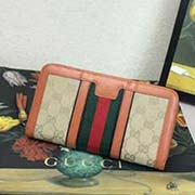 353651 古奇 經(jīng)典單拉鏈款配以彩色織帶 意大利進(jìn)口牛皮 19x10.5x2.5cm 杏布橙色