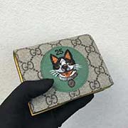 499380 GG新款狗頭刺繡卡包 高等意大利進口牛皮 logo壓嘜油邊 專柜同步 11x8x2.5cm 綠色狗頭黃皮