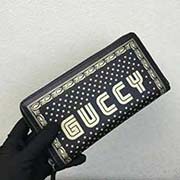 510488 古奇新款拉鏈包 帶有GG圖案和時尚休閑風格 高等意大利進口南非牛皮 古銀配件 長19x高11x底寬2.5cm 全皮黑色