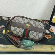 517076 古奇迎來新成員__手挽包iPhone 保護套 進口面料皮搭配豬紋牛皮滾邊紅綠織帶精良結合 高等意大利進口牛皮 雙G橢圓形琺瑯細節 17.5x10.5x2.5cm 杏PVC棕色