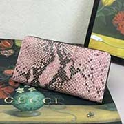 353227 古奇新款單拉鏈蛇皮紋新色 采用高等意大利牛皮進口里布 私訂蛇皮訂制五金 19x11x2.5cm 粉蛇紋啡皮