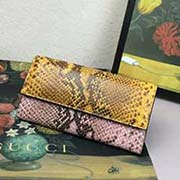 410100 古奇新款二折款蛇皮紋新色 采用高等意大利牛皮進口里布 私訂蛇皮訂制五金 19x10x3cm 橘粉蛇啡皮