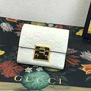 453155 古奇新款皮夾padlock系列新款造型短夾 高等進口牛皮 專柜同步 11x9.5x3cm全開24.5cm 壓G米白色