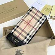 Burberry 柏寶利 原單出品 長(zhǎng)款二折包 馬仔格子料搭配進(jìn)口粒面小牛皮 40652351黑色 19cmx10cmx2.5cm
