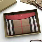 Burberry 博柏利 原單出品 博柏利手拿包 臻選英倫精紡House格紋棉質裁片制成 隨附可拆式皮革肩背帶 可作為肩背包使用 可輕松收納手機 唇膏 及卡片等 40560711紅色 26cmx16.