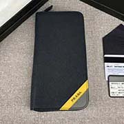 PRADA男士單拉鏈錢包 專柜新款式 官網同步 2ML317 深藍拼色字嘜 意大利高等原單十字紋牛皮質感極好 長20cm高10.3cm