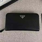 PRADA經典款單拉鏈錢包 經典之作 1ML506 黑色三角嘜 意大利高等原單十字紋牛皮質感極好 長20cm高10cm