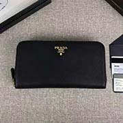 PRADA經典款單拉鏈錢包 經典之作 1ML506 黑色散字嘜 意大利高等原單十字紋牛皮質感極好 進口鍍金金屬五金配件 長20cm高10cm