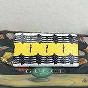 453159 古奇新款單拉鏈蛇皮紋新色 采用高等意大利牛皮進(jìn)口里布 私訂蛇皮訂制五金 19x11x2.5cm 白黃蛇皮紋黑皮