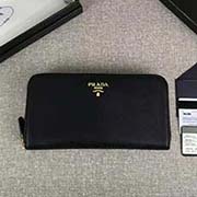 PRADA經典款單拉鏈錢包 經典之作 1ML506 黑色散字嘜 意大利高等原單十字紋牛皮質感極好 進口鍍金金屬五金配件 長20cm高10cm