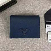 PRADA爆款女士短夾 專柜新同色標志 官網同步 1MV204 寶藍同色標志 意大利高等原單十字紋牛皮質感極好 長11.2cm高8.5cm