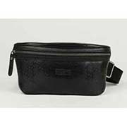 gucci國際品牌黑光PVC拉鏈腰包餃子包 酷奇男包233269黑防水