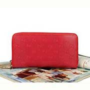 新款gucci女包 壓花拉鏈長款錢包307982-6624玫紅過