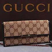 專柜真品帆布配真皮三折經典LOGO長款女錢包 112715