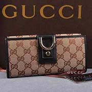 古琦真皮長款錢包 女帆布錢夾 三