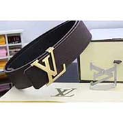 真品代買LV男士皮帶 LV專柜字母扣頭牛皮真皮皮腰帶 