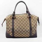 新款女包189892棕 時尚帆布配真皮手提包