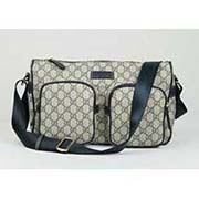 古奇真品品質男包246881藍 PVC棕色真皮邊單肩包 斜