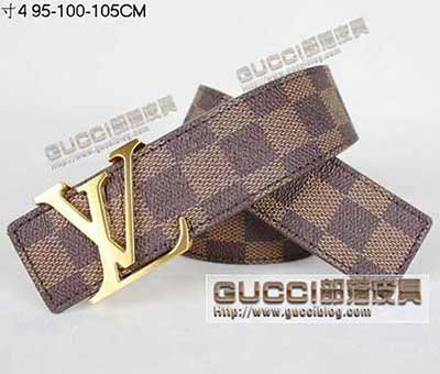 LV品牌經(jīng)典款棋盤(pán)格男士皮帶LV 027 啡格