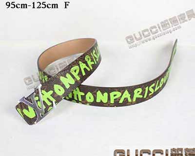 LV品牌銀扣老花綠字母皮帶LV 031 5