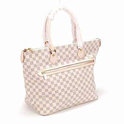 LV白色 棋盤格子N51184真皮手提包單肩包女包 棋斃格購物包包