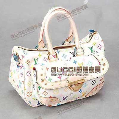 LV時尚女包白七彩手提包M4012540126 手提包 斜挎包 女士包包