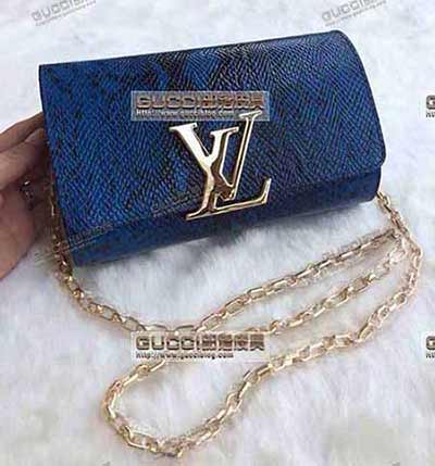 女包 夏季手拿包 單肩鏈條包小包潮晚宴包 91643藍蛇紋