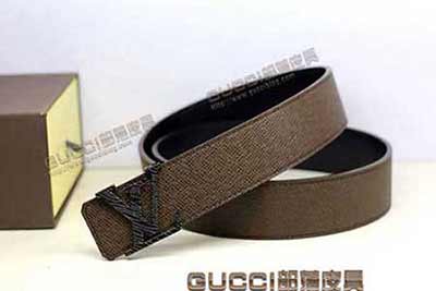 lv真品豪華商務(wù)男士皮帶平滑扣真皮腰帶進口牛皮褲帶L416