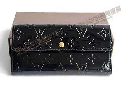 路易威登LV壓花黑色漆皮錢包M93577-4