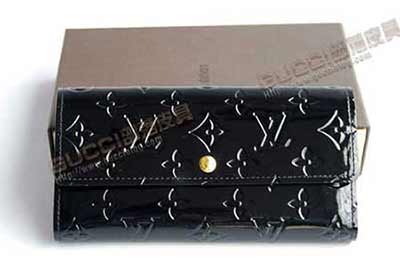 路易威登LV壓花黑色漆皮錢包M93525 4