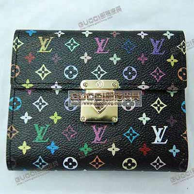 極品LV33黑彩彩色中夾女士錢包M58015