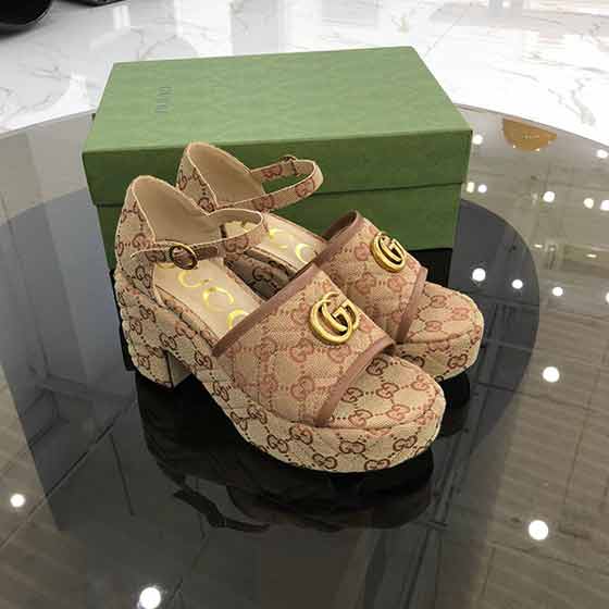 秋夏新款gucci經典女鞋，厚底高
