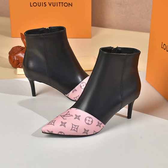 LV高跟女尖頭時尚不規則靴名品女鞋切爾西女靴
