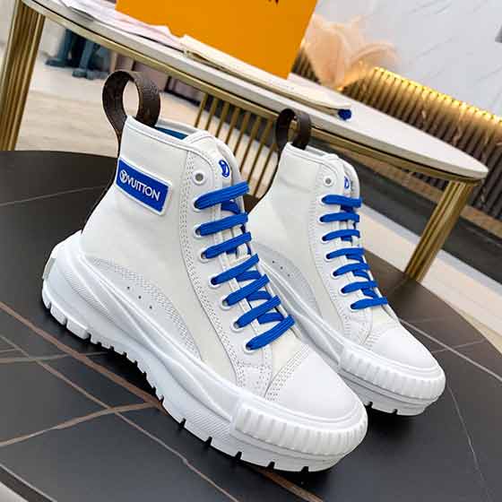 LV女鞋品牌有哪些胎面TPU外底鞋，小牛皮飾邊Squad運(yùn)動(dòng)鞋