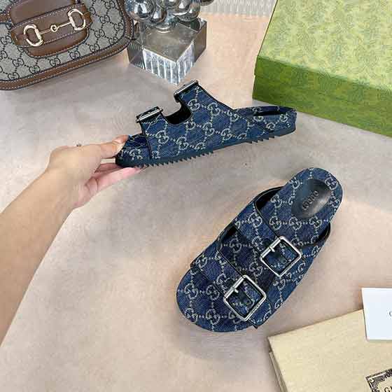 Gucci大品牌鞋女鞋新限量單層底拖鞋。