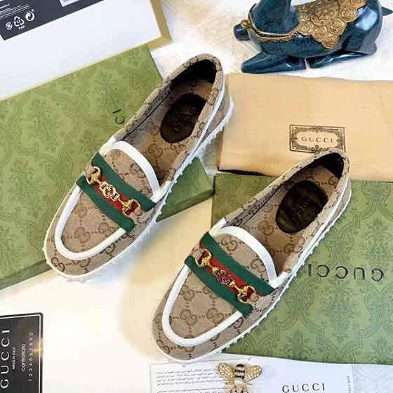 品牌女鞋網古奇新款時尚新版面，彩帶加金屬扣小單鞋