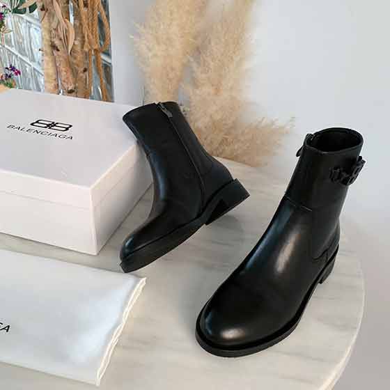 歐洲站秋季新款女鞋歐美大品牌BALENCIAGA真皮平底中