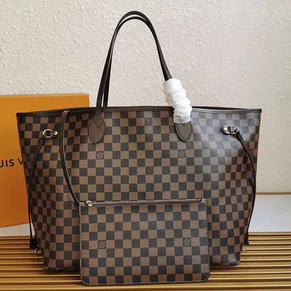 lv棋盤格購物袋 Neverfull大號手