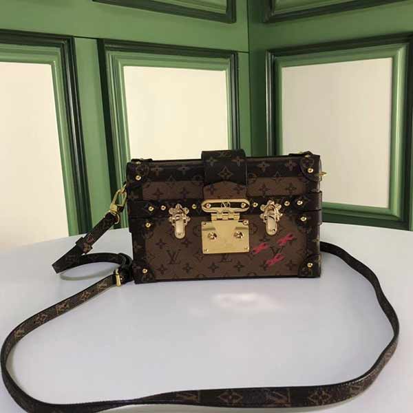 2019早春系列lv包包官網純鋼啡邊小花Petite Malle手袋M40273