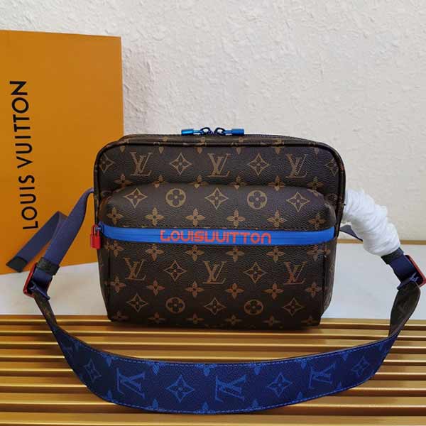 lv男包老花單肩斜跨男士包 新款M