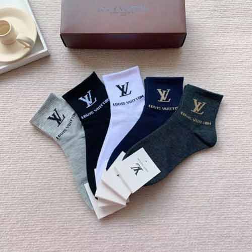  LV經典字母logo中筒襪 路易威登男款襪子