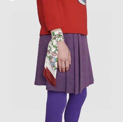 Gucci聯名系列GG Supreme斜紋真絲飄帶