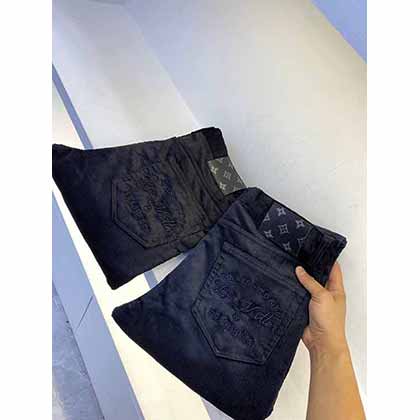 LV驢牌冬季款燈絲絨休閑褲，抗寒絕加必守選！