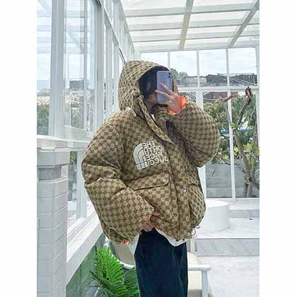 流花服裝城新款the NorthFace與gucci聯名羽絨