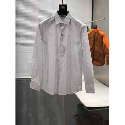 菲拉格慕男士商務(wù)休閑長(zhǎng)袖襯衫，蠶絲白金臻品！